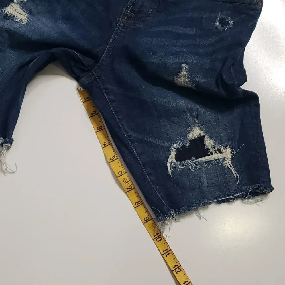 Aero Dark Wash Denim Slim Cut off Bermuda Jean Distressed Shorts Women’s 27